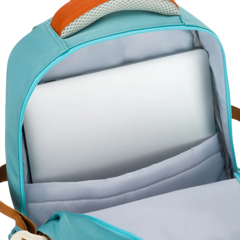 Niebiesko-pomarańczowy plecak szkolny z przegrodą na laptopa, odporny na wilgoć - Peterson