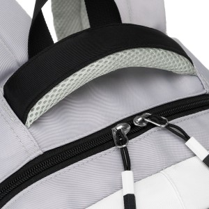 Białoczarny plecak szkolny z poliestru z poręczną dodatkową saszetką - Peterson