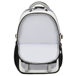 Białoczarny plecak szkolny z poliestru z poręczną dodatkową saszetką - Peterson