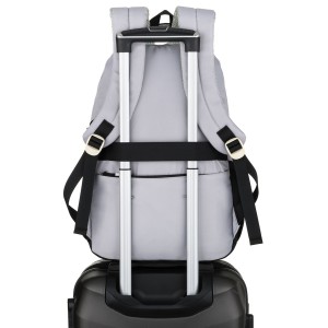 Białoczarny plecak szkolny z poliestru z poręczną dodatkową saszetką - Peterson