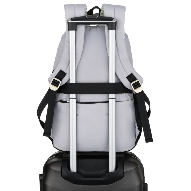 Białoczarny plecak szkolny z poliestru z poręczną dodatkową saszetką - Peterson