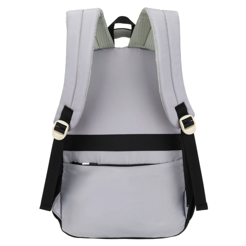 Białoczarny plecak szkolny z poliestru z poręczną dodatkową saszetką - Peterson