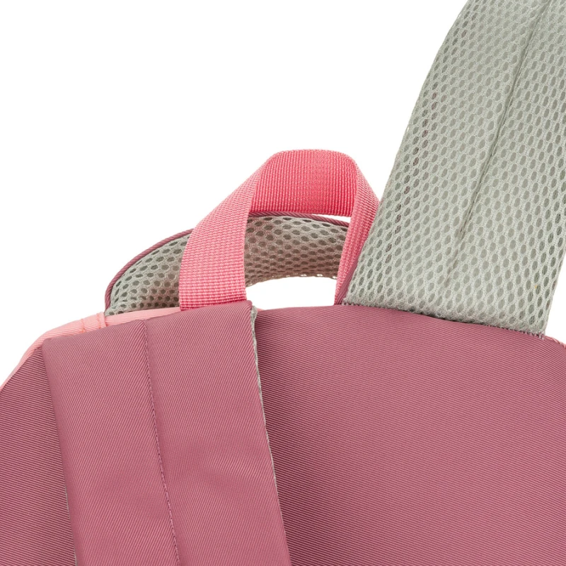 Pojemny plecak szkolny z poliestru w różowym kolorze zawieszony na regulowanych szelkach - Peterson