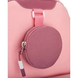 Pojemny plecak szkolny z poliestru w różowym kolorze zawieszony na regulowanych szelkach - Peterson