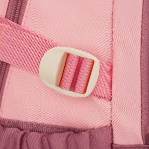 Pojemny plecak szkolny z poliestru w różowym kolorze zawieszony na regulowanych szelkach - Peterson