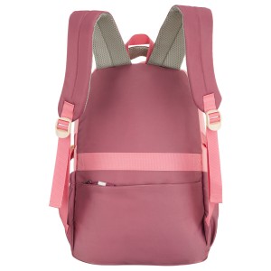 Pojemny plecak szkolny z poliestru w różowym kolorze zawieszony na regulowanych szelkach - Peterson