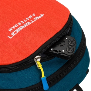 Turystyczny plecak w granatowo-pomarańczowym kolorze zamykany suwakiem - Peterson