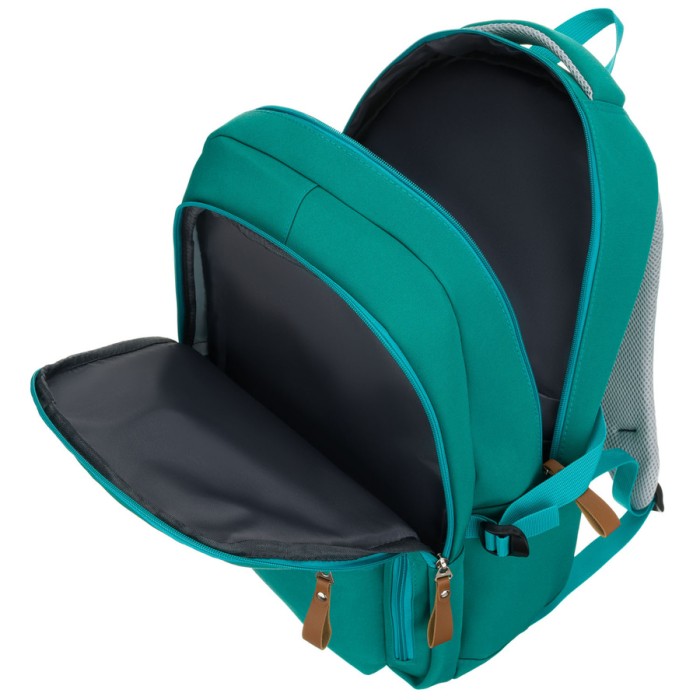 Zielony, młodzieżowy plecak szkolny z poliestru zawieszony na regulowanych szelkach - Peterson