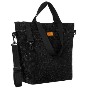 Wygodny shopper damski z poliestru w czarnym kolorze - Rovicky
