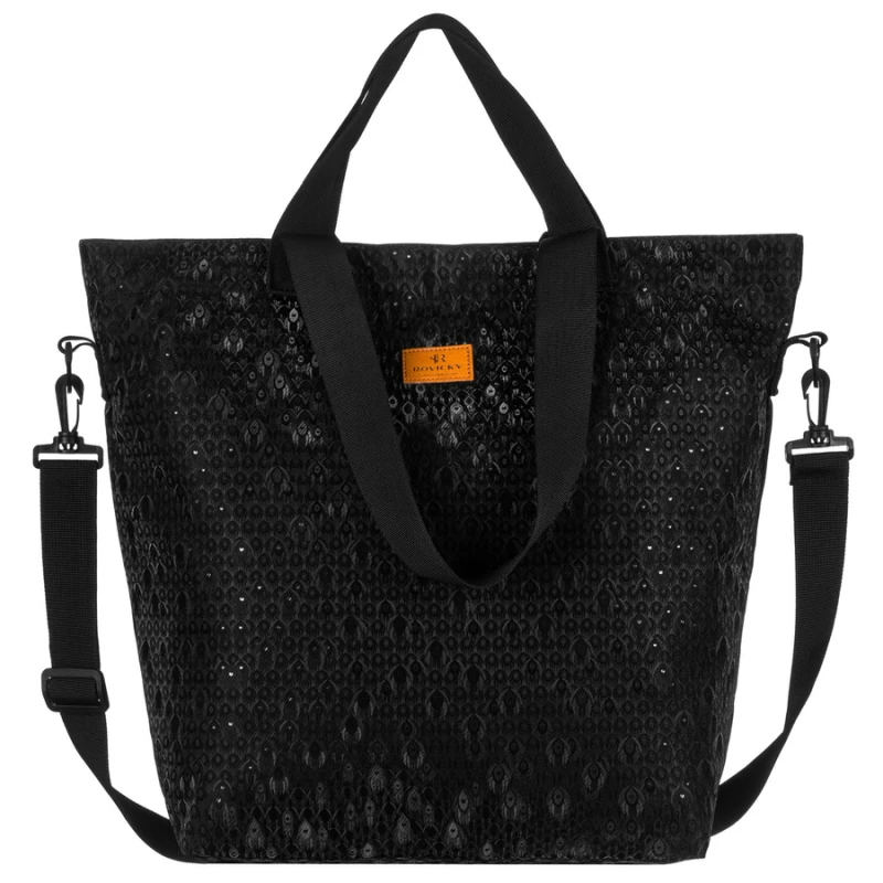 Wygodny shopper damski z poliestru w czarnym kolorze - Rovicky