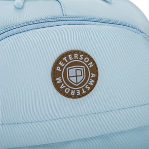Plecak szkolny z poliestru w błękitnym kolorze zawieszony na regulowanych szelkach - Peterson