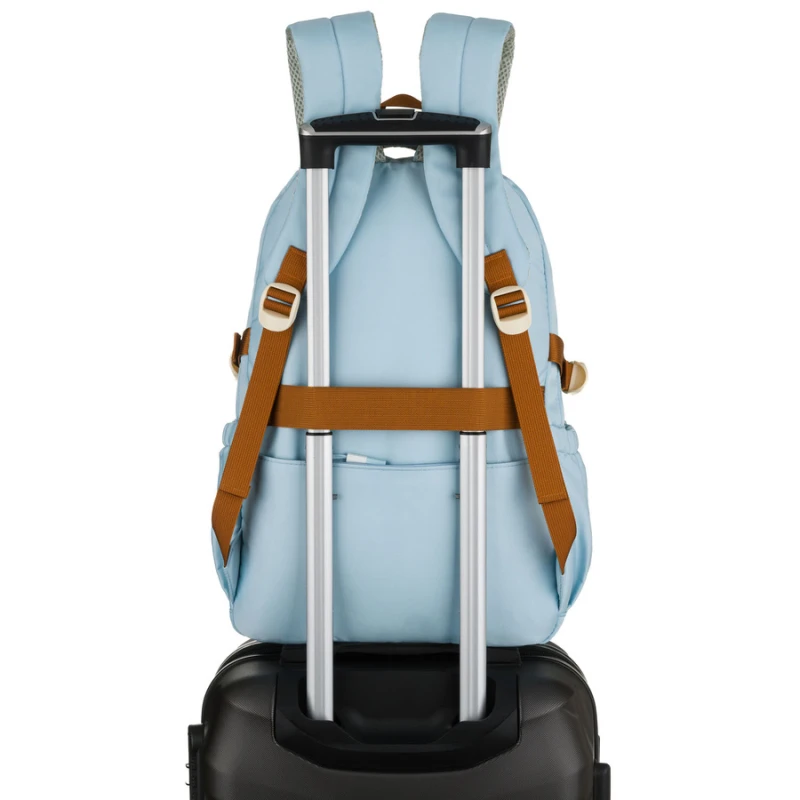 Plecak szkolny z poliestru w błękitnym kolorze zawieszony na regulowanych szelkach - Peterson