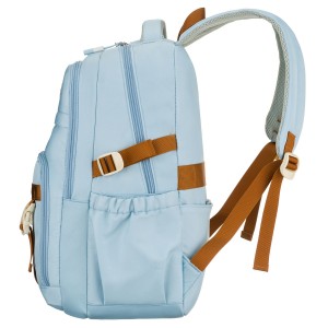 Plecak szkolny z poliestru w błękitnym kolorze zawieszony na regulowanych szelkach - Peterson