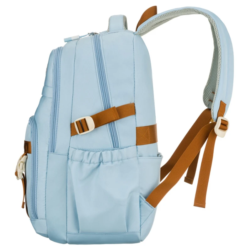 Plecak szkolny z poliestru w błękitnym kolorze zawieszony na regulowanych szelkach - Peterson