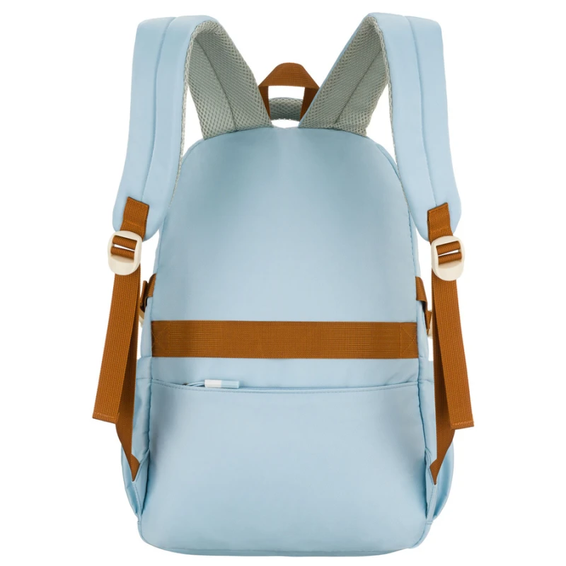 Plecak szkolny z poliestru w błękitnym kolorze zawieszony na regulowanych szelkach - Peterson