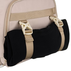 Beżowy, modny plecak szkolny z poliestru zawieszony na regulowanych szelkach - Peterson