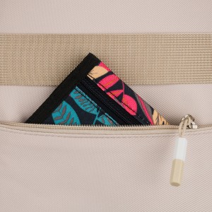 Beżowy, modny plecak szkolny z poliestru zawieszony na regulowanych szelkach - Peterson