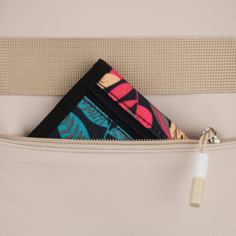 Beżowy, modny plecak szkolny z poliestru zawieszony na regulowanych szelkach - Peterson