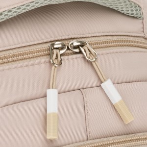 Beżowy, modny plecak szkolny z poliestru zawieszony na regulowanych szelkach - Peterson