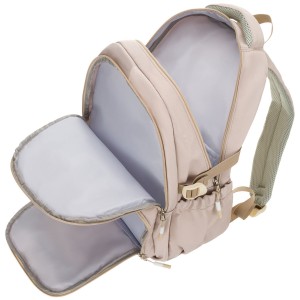 Beżowy, modny plecak szkolny z poliestru zawieszony na regulowanych szelkach - Peterson