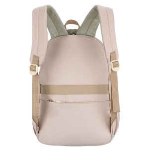 Beżowy, modny plecak szkolny z poliestru zawieszony na regulowanych szelkach - Peterson