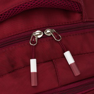 Bordowy plecak szkolny z poliestru wyposażony w boczne pasy kompresyjne - Peterson