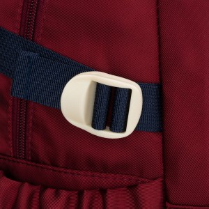 Bordowy plecak szkolny z poliestru wyposażony w boczne pasy kompresyjne - Peterson