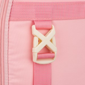 Modny plecak szkolny z poliestru w różowym kolorze, zawieszony na regulowanych szelkach - Peterson