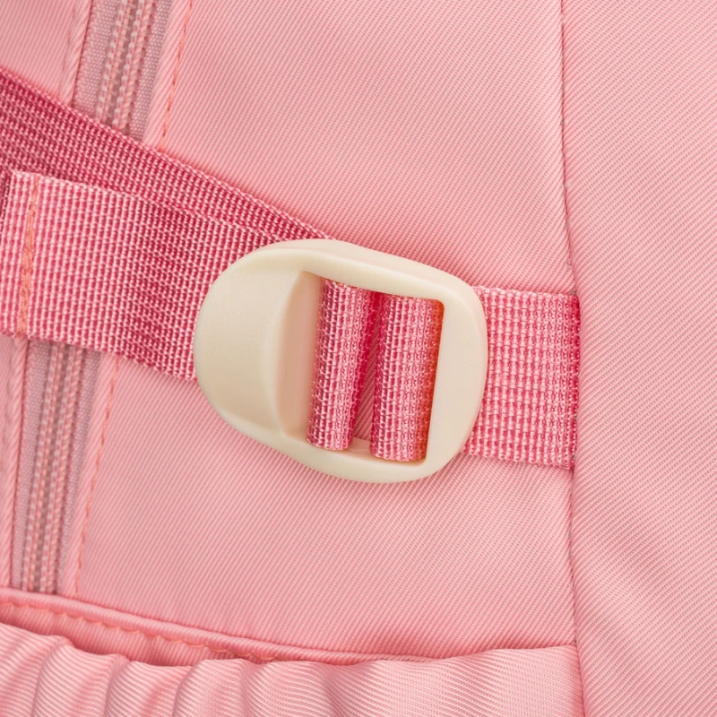 Modny plecak szkolny z poliestru w różowym kolorze, zawieszony na regulowanych szelkach - Peterson