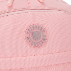 Modny plecak szkolny z poliestru w różowym kolorze, zawieszony na regulowanych szelkach - Peterson