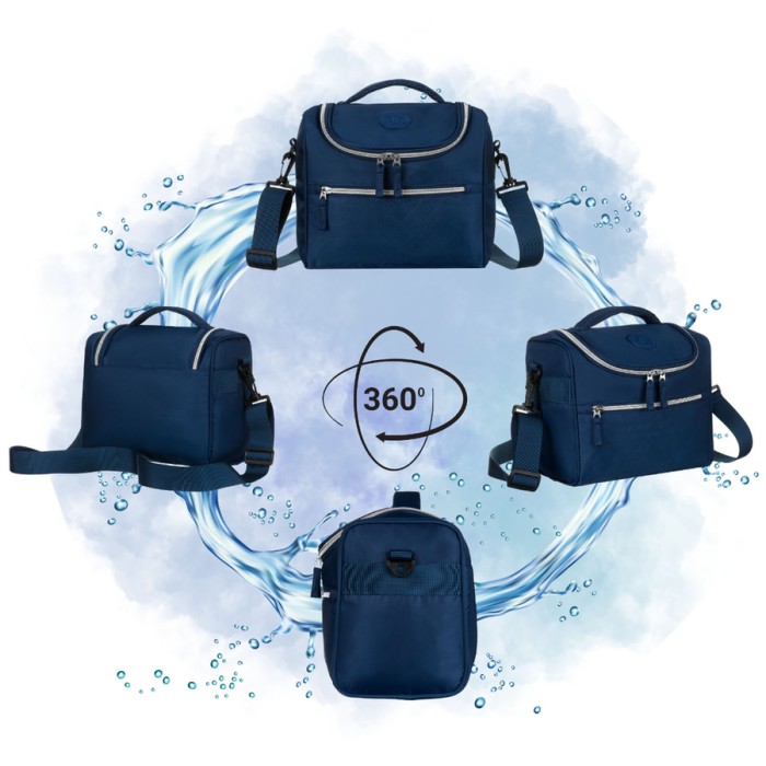 Kosmetyczka podróżna z tkaniny syntetycznej w granatowym kolorze - Peterson