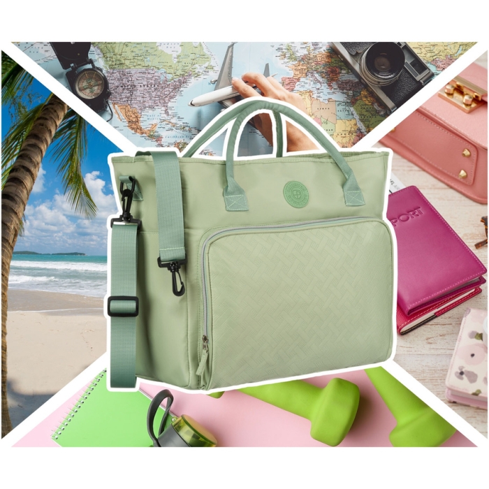 Zielona, weekendowa torba podróżna z poliestru - Peterson