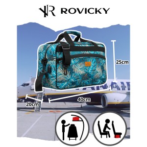 Torba podróżna pokryta roślinnym wzorem wyposażona w dopinany pasek - Rovicky