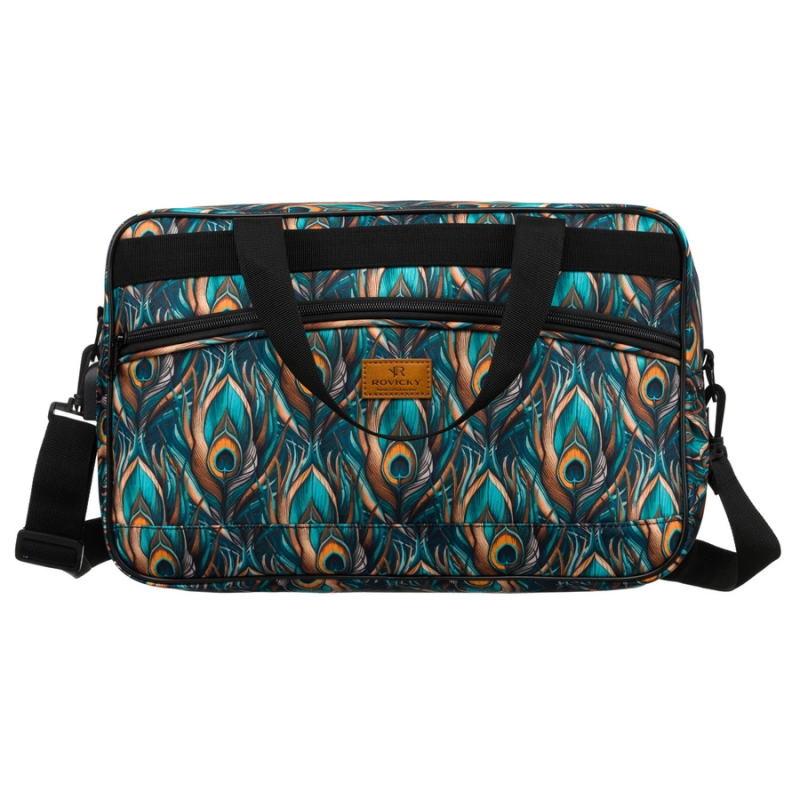 Torba podróżna z wytrzymałego poliestru z roślinnym wzorem wyposażona w dopinany pasek - Rovicky