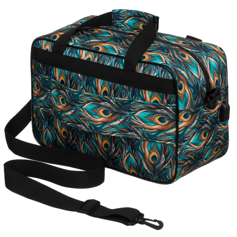 Torba podróżna z wytrzymałego poliestru z roślinnym wzorem wyposażona w dopinany pasek - Rovicky