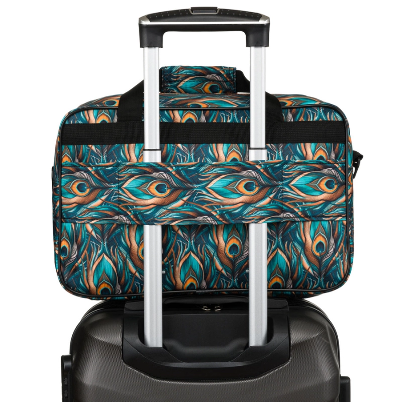 Torba podróżna z wytrzymałego poliestru z roślinnym wzorem wyposażona w dopinany pasek - Rovicky