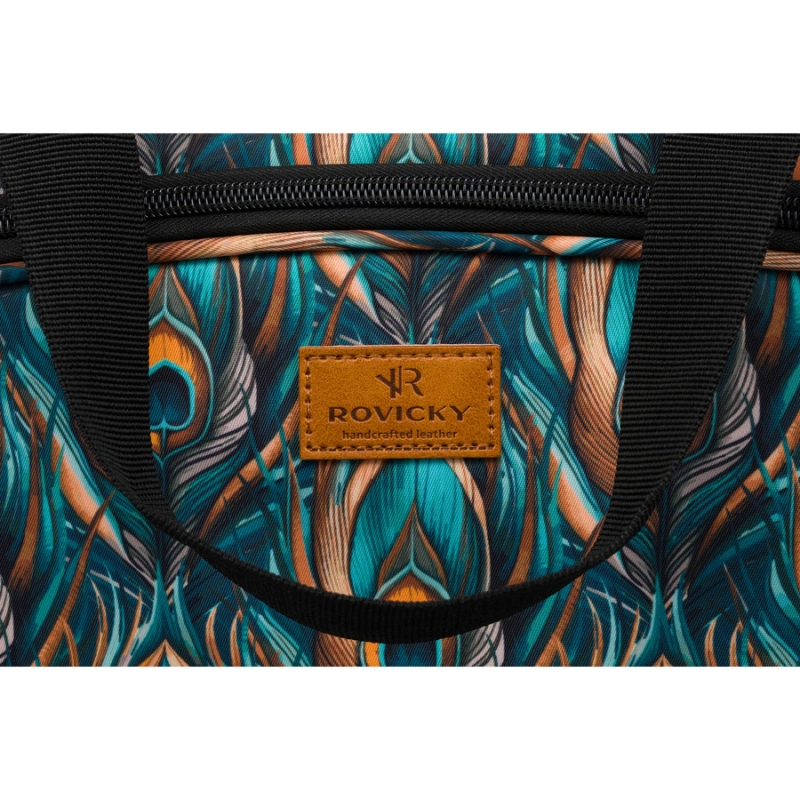 Torba podróżna z wytrzymałego poliestru z roślinnym wzorem wyposażona w dopinany pasek - Rovicky
