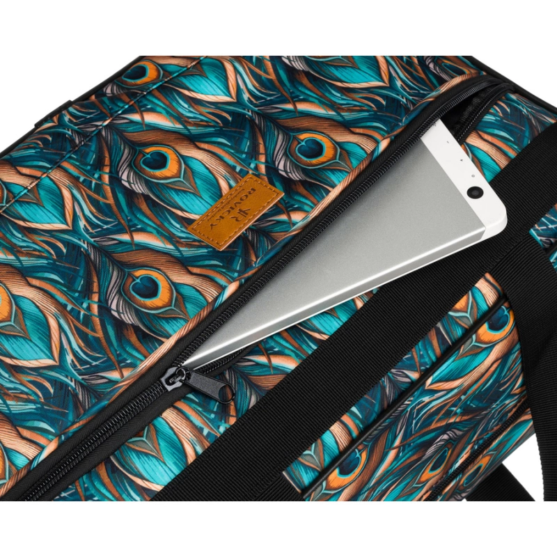 Torba podróżna z wytrzymałego poliestru z roślinnym wzorem wyposażona w dopinany pasek - Rovicky