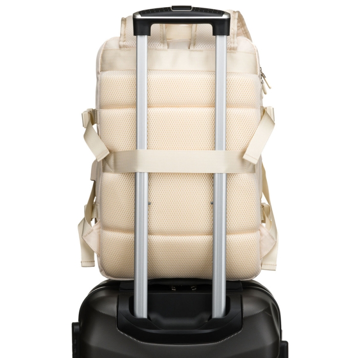 "Plecak Peterson w kolorze ecru z paskami kompresyjnymi i uchwytem na walizkę"