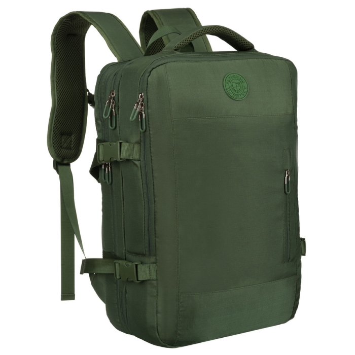 "Zielony plecak podróżny Peterson z miejscem na laptopa i portem USB"