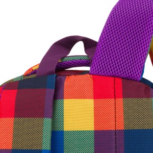 Plecak szkolny w kratę odszyty z poliestru, zawieszony na regulowanych szelkach - Peterson