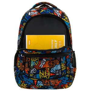Plecak młodzieżowy do szkoły odszyty z poliestru ze wzorem imitującym graffiti - Peterson