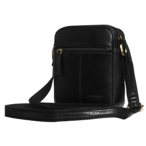 Czarna listonoszka męska ze skóry naturalnej zamykana suwakiem - Peterson