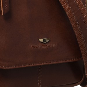Skórzana, brązowa torba męska na ramię - Peterson