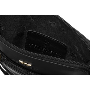 Elegancka listonoszka męska ze skóry naturalnej w czarnym kolorze zamykana suwakiem - Peterson