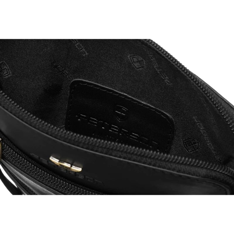 Elegancka listonoszka męska ze skóry naturalnej w czarnym kolorze zamykana suwakiem - Peterson