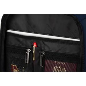 Plecak podróżny w granatowym kolorze, dwukomorowy i zamykany suwakiem - Peterson