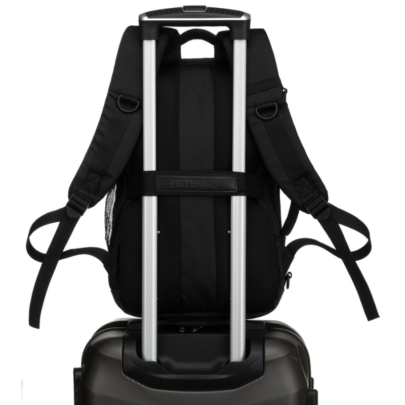 Czarny plecak podróżny z poliestru idealny na bagaż podręczny - Peterson