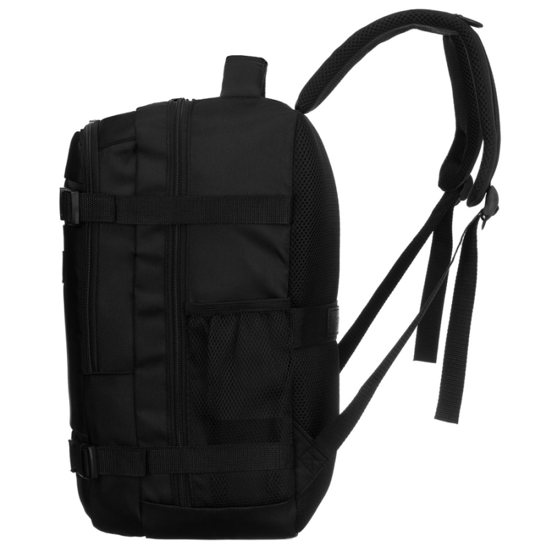 Czarny plecak podróżny z poliestru idealny na bagaż podręczny - Peterson