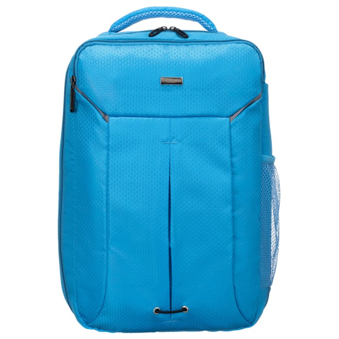 Podróżny plecak z poliestru w niebieskim kolorze wyposażony w oddychające szelki - Peterson
